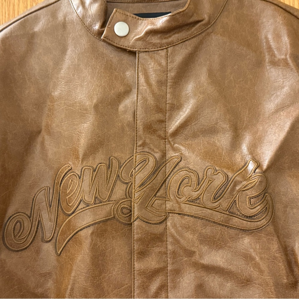 Fashion Nova Brown Faux Leather Jacket